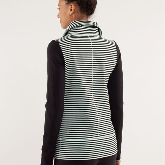 Lululemon Daily Yoga Jacket Classic Stripe Mint Moment Black/Black Size 10 - Picture 14 of 15